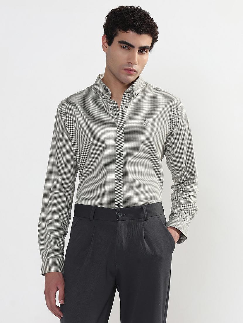 men checkered long sleeve collared formal shirt - 21933684 - Standard Image - 1