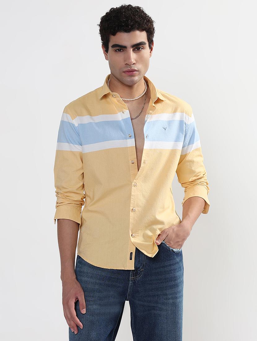 men striped long sleeve collared shirt - 21933685 - Standard Image - 1