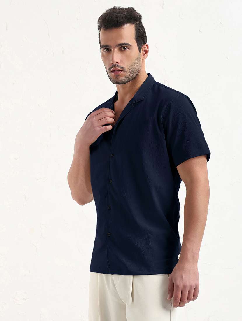 men solid short sleeve regular fit casual shirt - 21933693 - Standard Image - 1