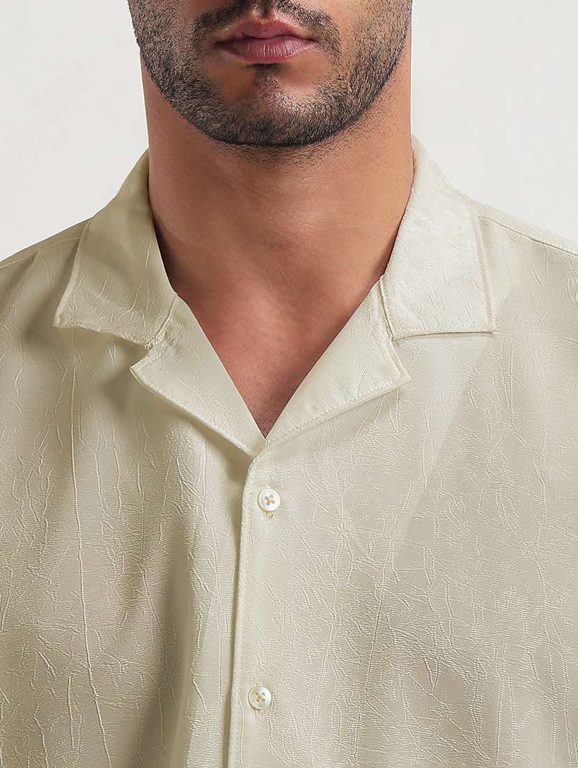 men solid cuban collar short sleeve shirt - 21933694 - Standard Image - 4