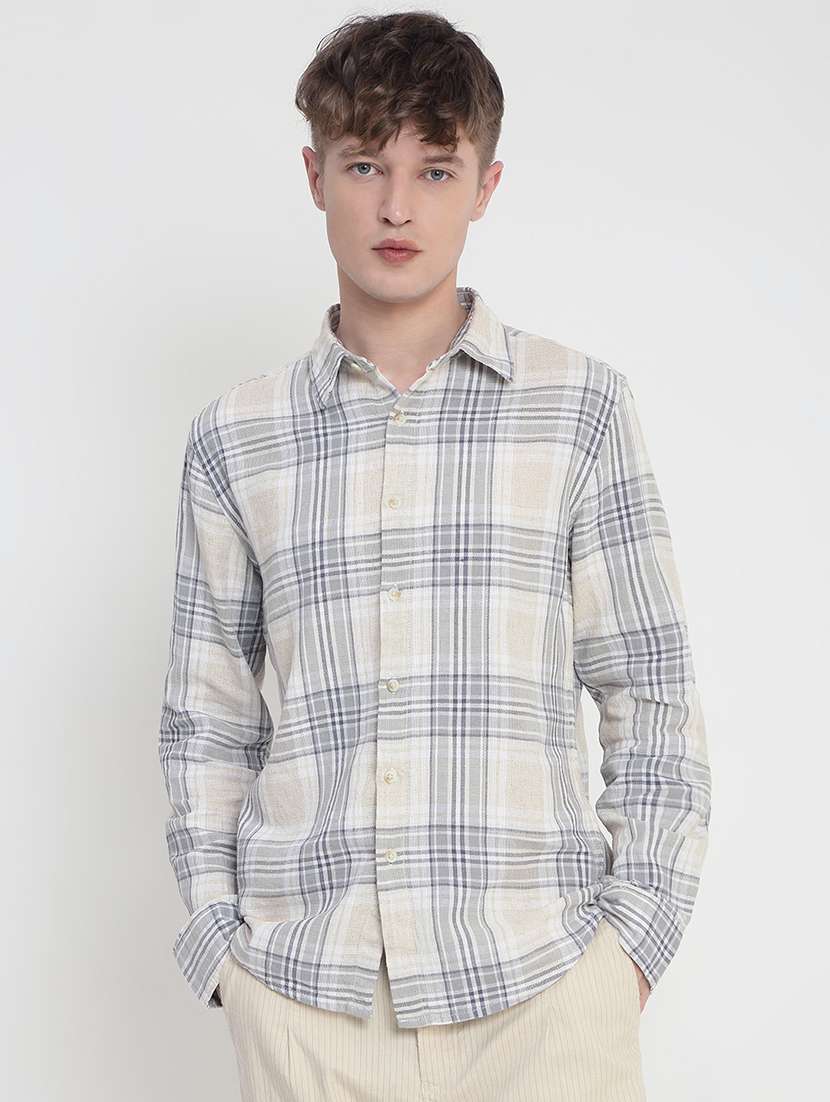 men checkered long sleeve regular fit casual shirt - 21933696 -  Standard Image - 1