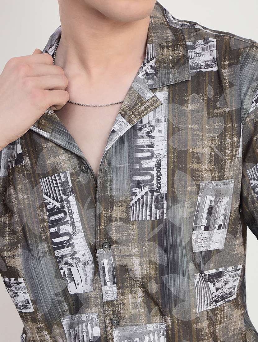 men printed cuban collar short sleeve shirt - 21933697 -  Standard Image - 4