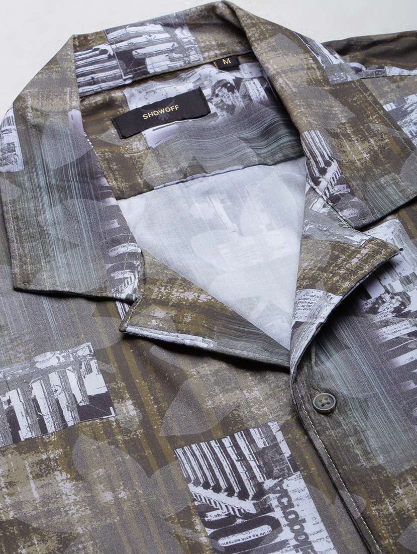 men printed cuban collar short sleeve shirt - 21933697 -  Standard Image - 6