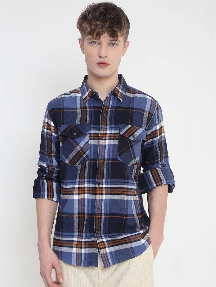 men checkered long sleeve regular fit casual shirt - 21933698 -  Standard Image - 1