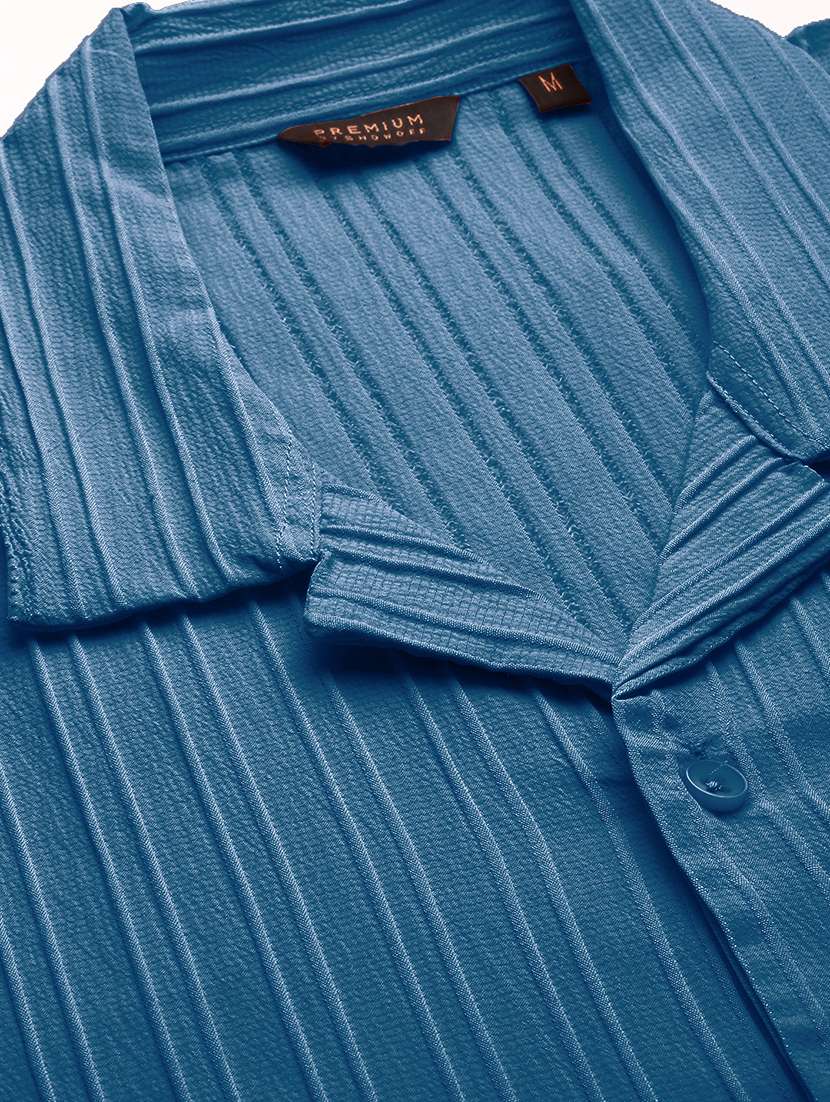 men textured cuban collar short sleeve loose fit shirt - 21933699 -  Standard Image - 6