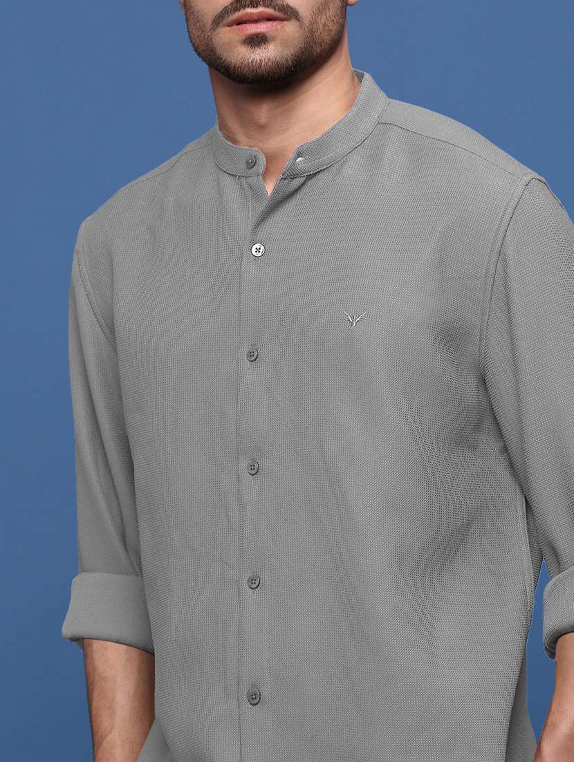 men printed long sleeve mandarin neck shirt - 21933700 -  Standard Image - 4