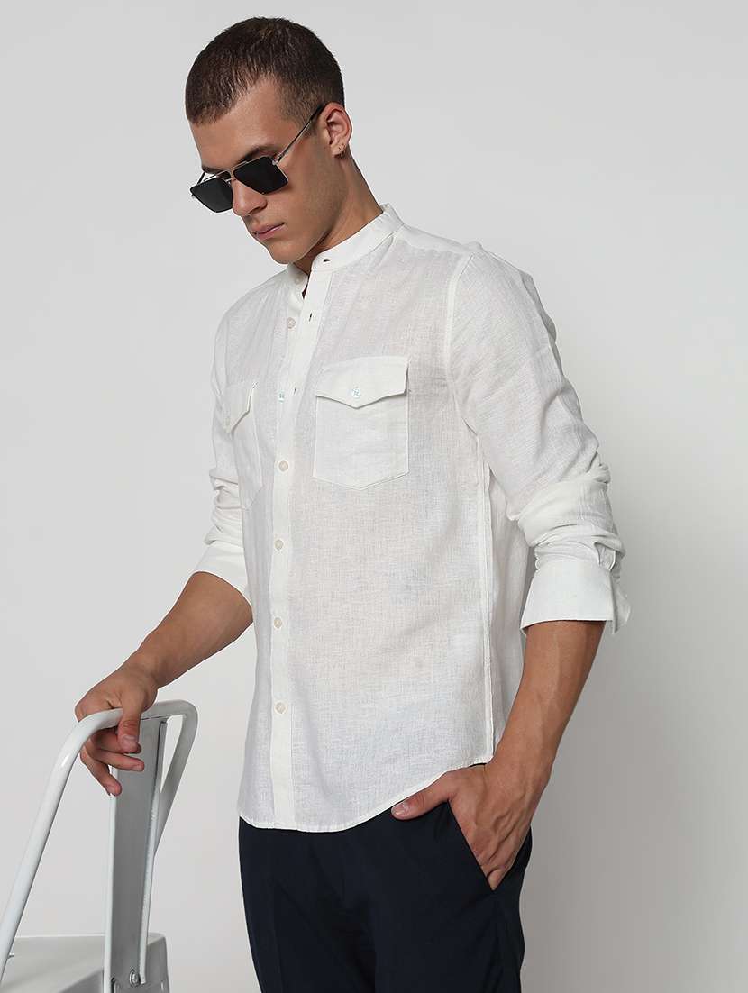 men solid long sleeve regular fit casual shirt