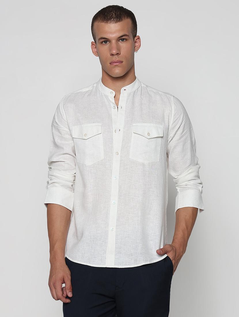 men solid long sleeve regular fit casual shirt - 21933704 - Standard Image - 1