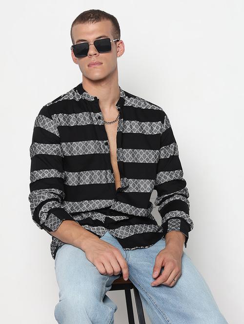 men striped long sleeve regular fit casual shirt - 21933708 - Standard Image - 0