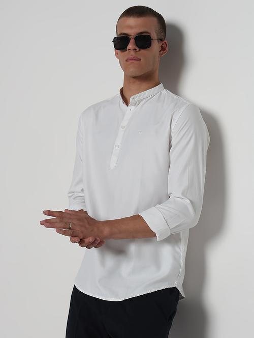 men solid mandarin neck short kurta - 21933709 - Standard Image - 0