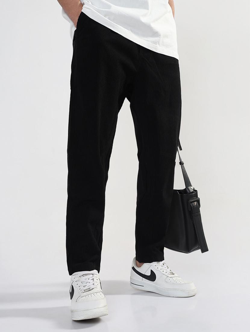 men black solid low rise full length trouser - 21933714 -  Zoom Image - 0