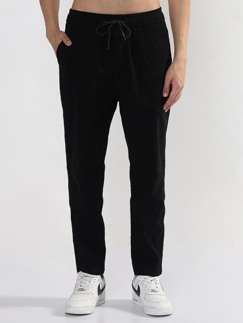 men black solid low rise full length trouser - 21933714 -  Standard Image - 1