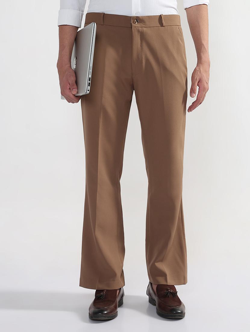 men brown solid mid rise flat front formal trouser - 21933718 - Zoom Image - 0