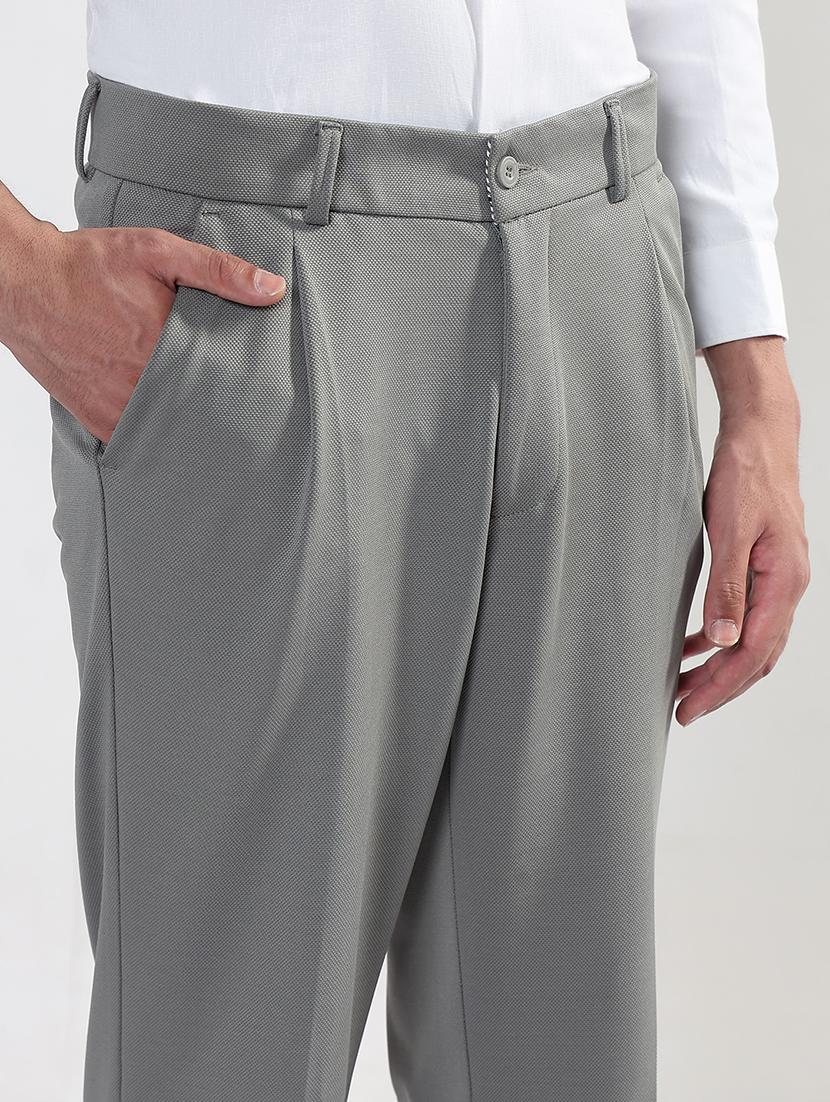 men grey solid mid rise pleated formal trouser - 21933719 - Standard Image - 4