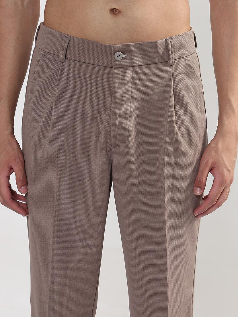 men brown solid low rise pleated formal trouser - 21933720 - Standard Image - 4
