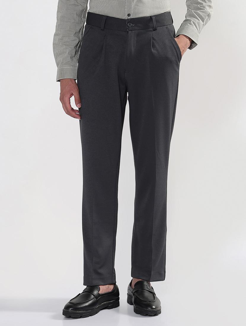 men grey solid mid rise pleated formal trousers - 21933721 -  Standard Image - 1