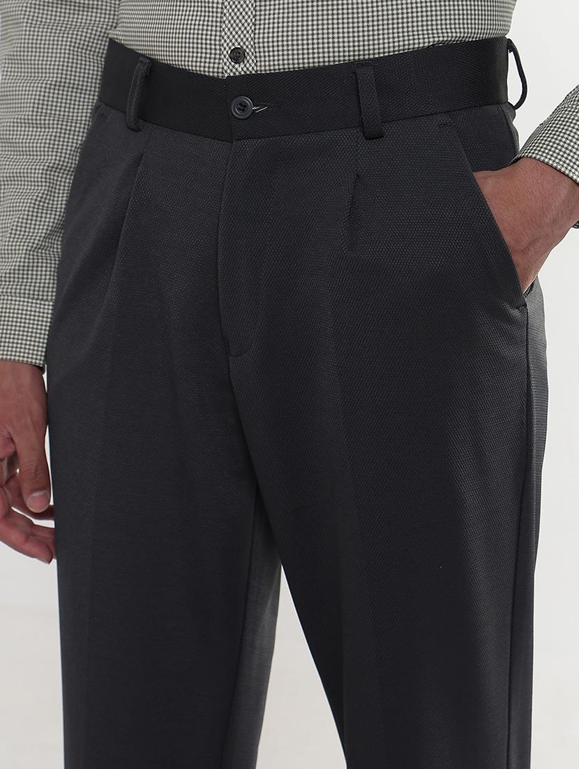 men grey solid mid rise pleated formal trousers - 21933721 - Standard Image - 4