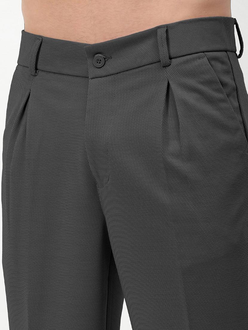 men grey solid low rise pleated formal trouser - 21933732 - Standard Image - 4
