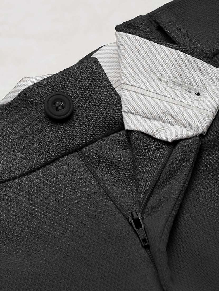 men black solid low rise pleated formal trouser - 21933735 -  Standard Image - 6