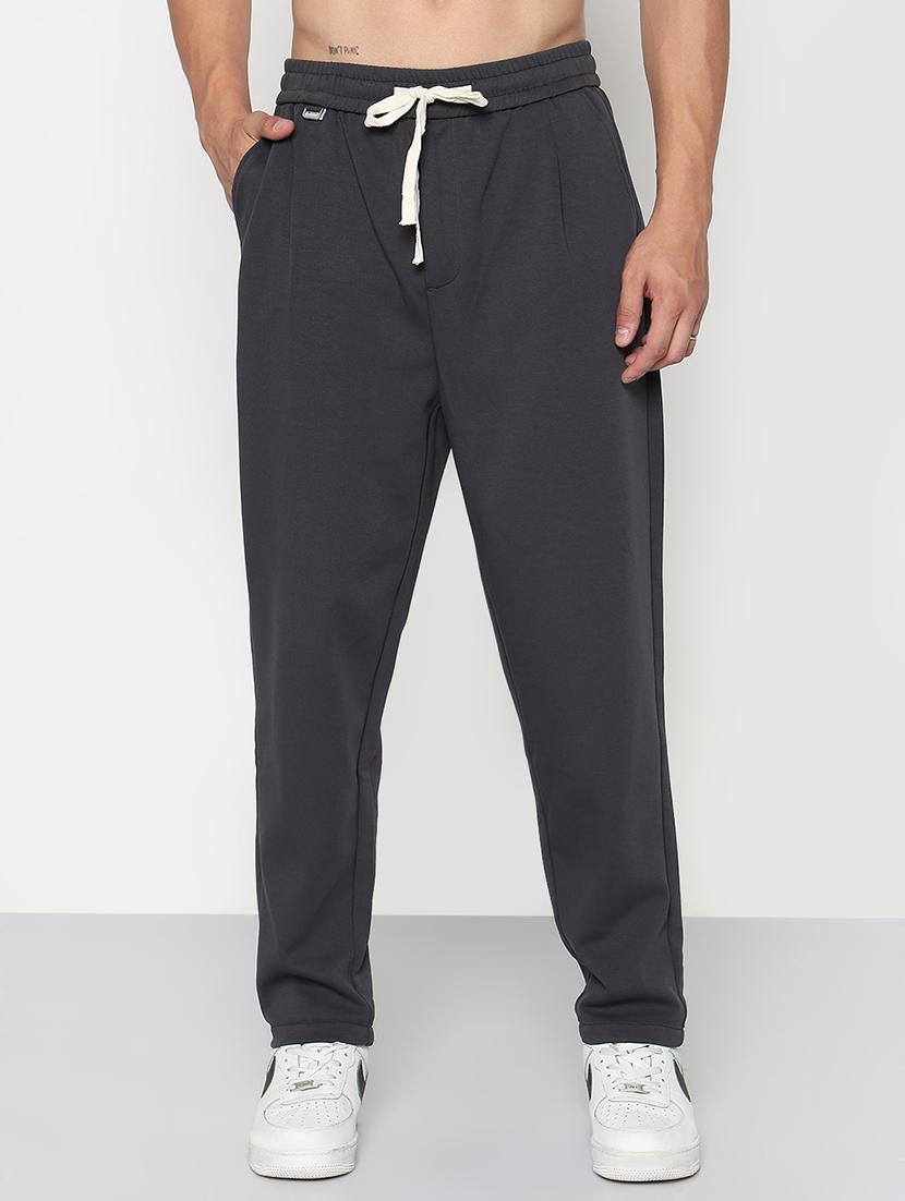 men grey solid full length track pant - 21933741 -  Standard Image - 1