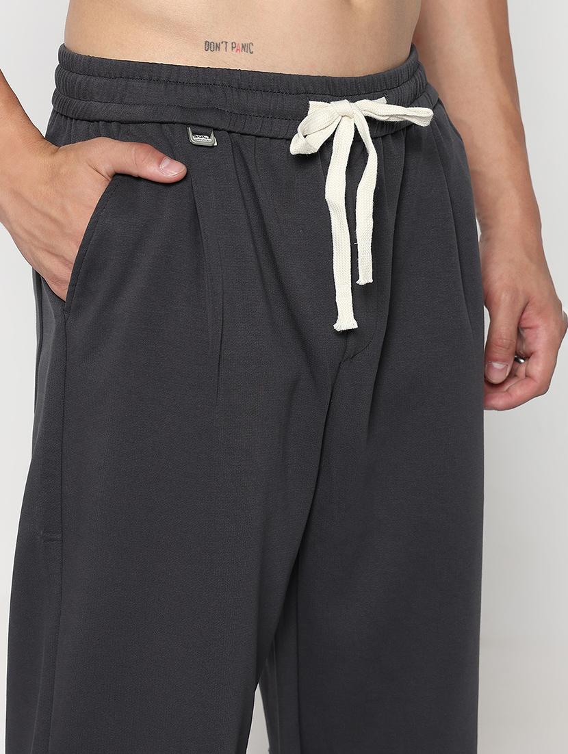 men grey solid full length track pant - 21933741 - Standard Image - 4