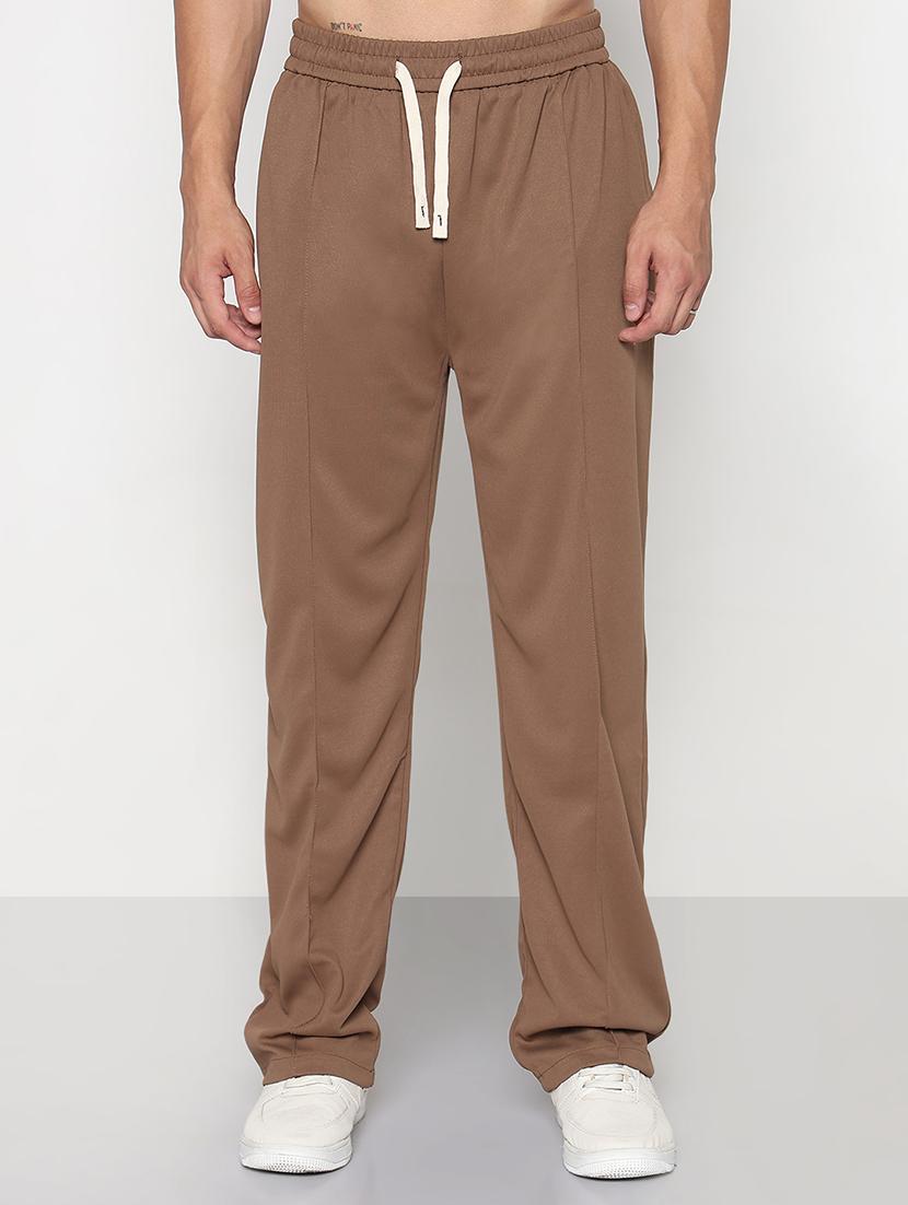 men brown solid relaxed fit full length track pant - 21933744 - Standard Image - 1