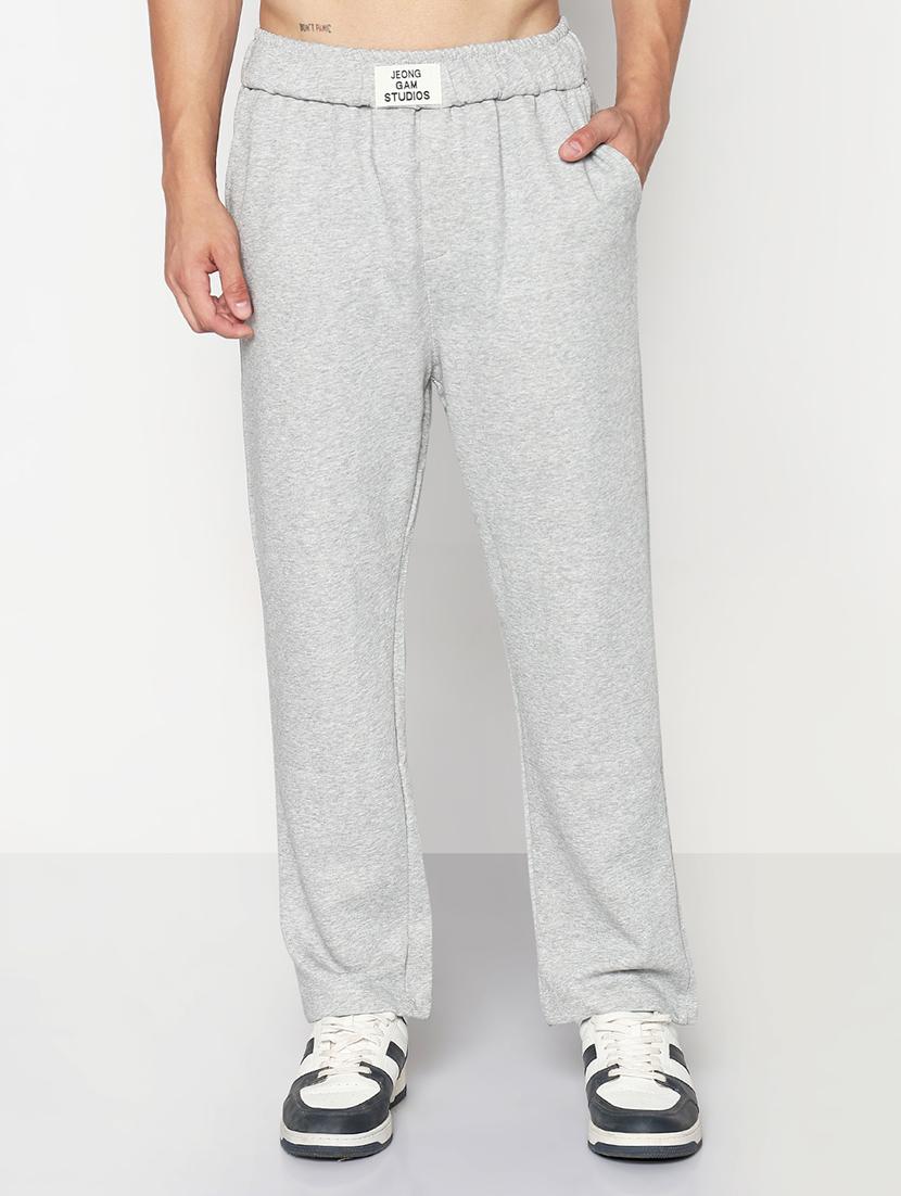 men grey solid low rise full length track pant - 21933748 -  Standard Image - 1