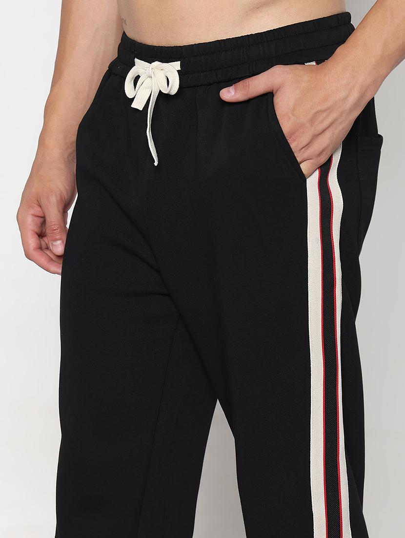 men black side taped low rise full length track pant - 21933761 - Standard Image - 4
