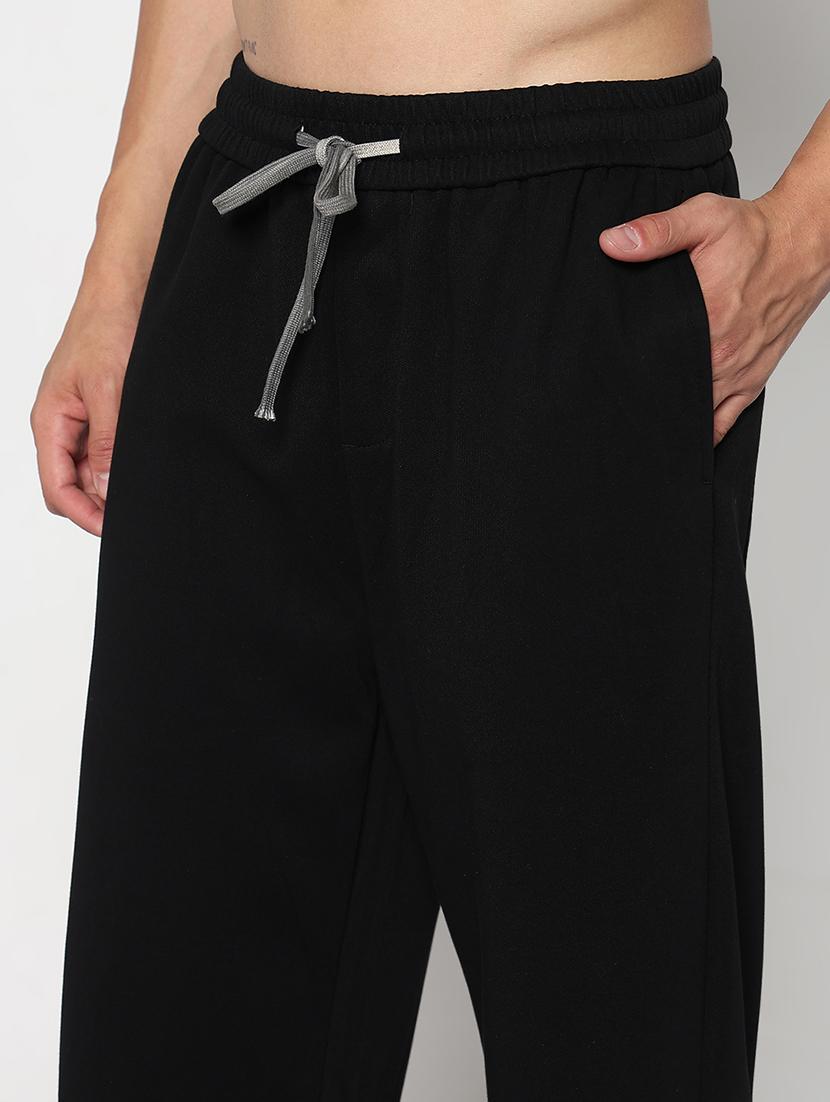 men black solid low rise full length track pant - 21933765 - Standard Image - 4