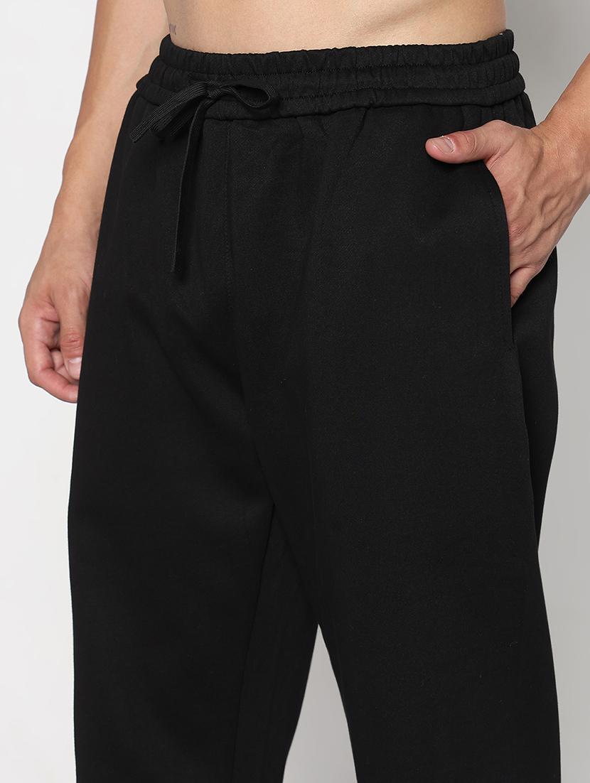 men black solid low rise full length track pant - 21933766 - Standard Image - 4