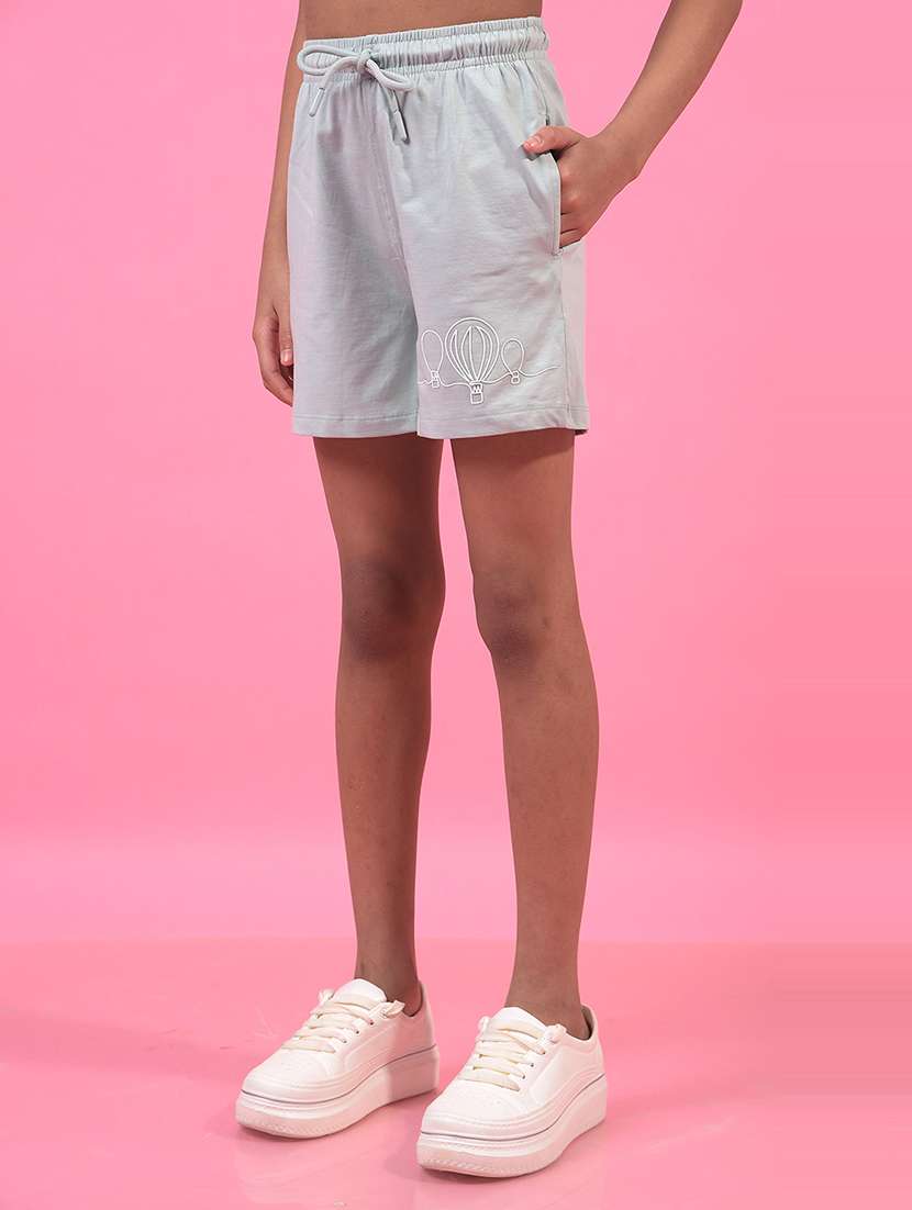 girls solid mid rise regular fit shorts - 21933775 -  Standard Image - 1