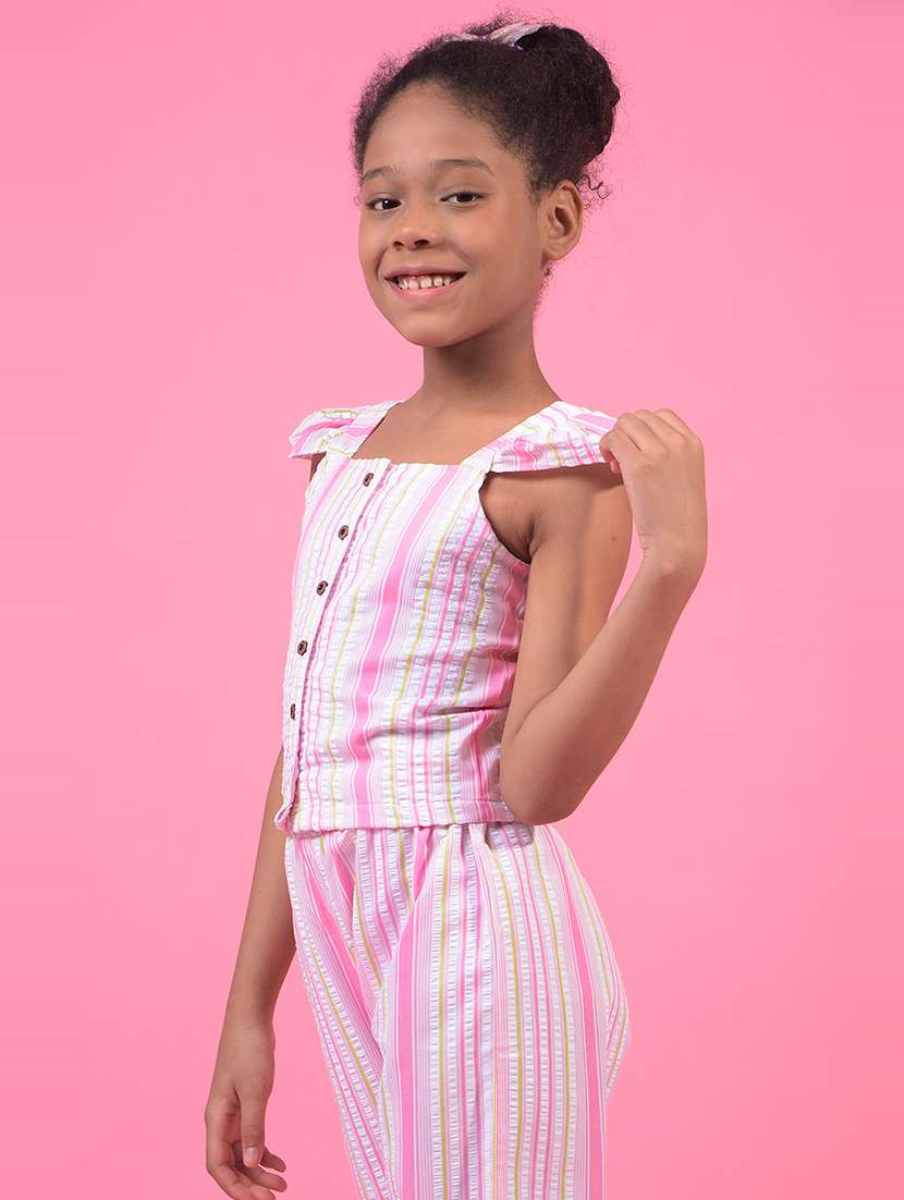 girls pink striped square neck top - 21933778 -  Standard Image - 1