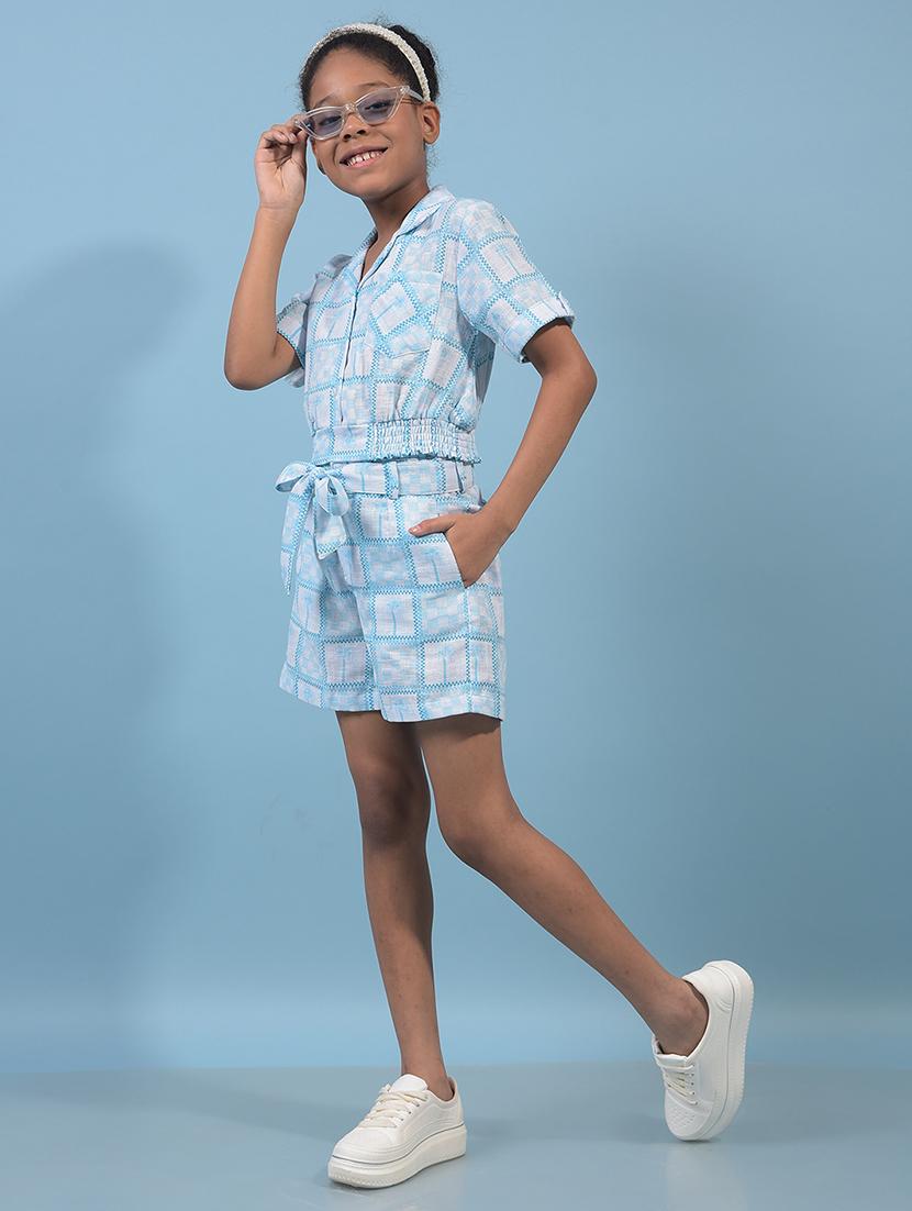 girls light blue self design short sleeve top - 21933779 - Standard Image - 4