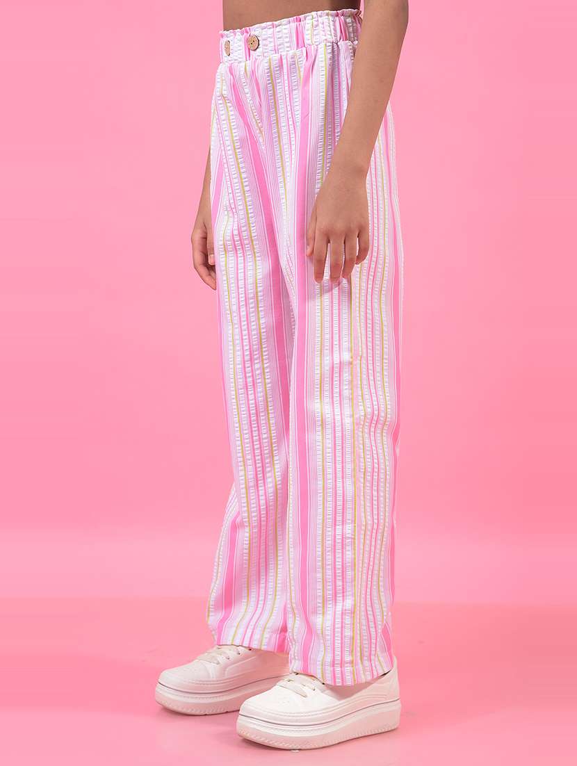 girls striped mid rise casual trouser - 21933783 -  Standard Image - 1