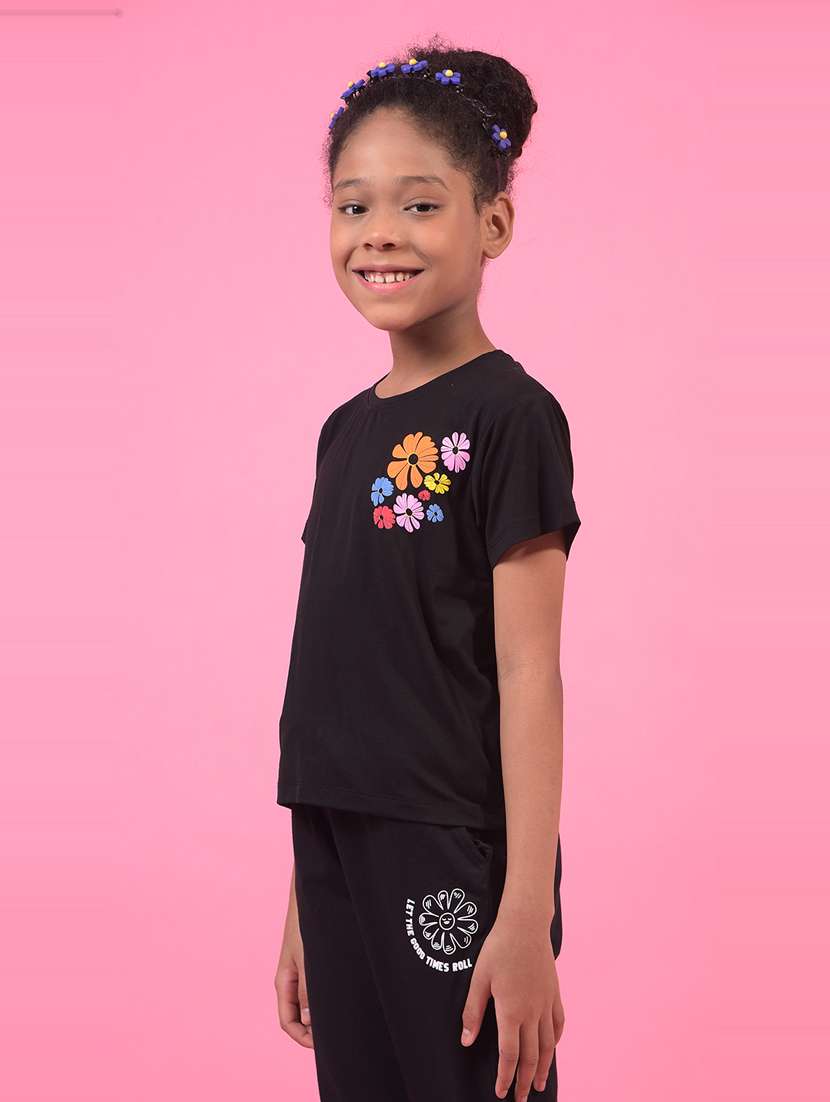 girls floral printed round neck t-shirt - 21933784 -  Standard Image - 1