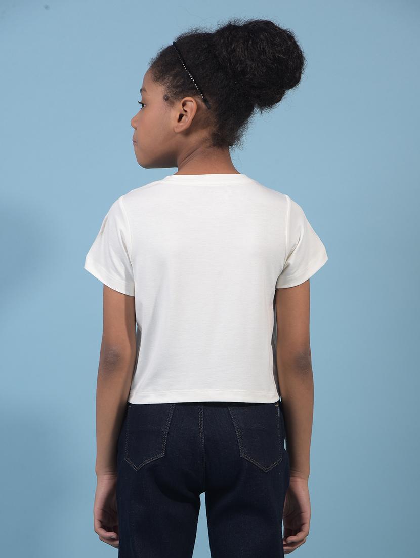 girls printed round neck t-shirt - 21933795 - Standard Image - 4