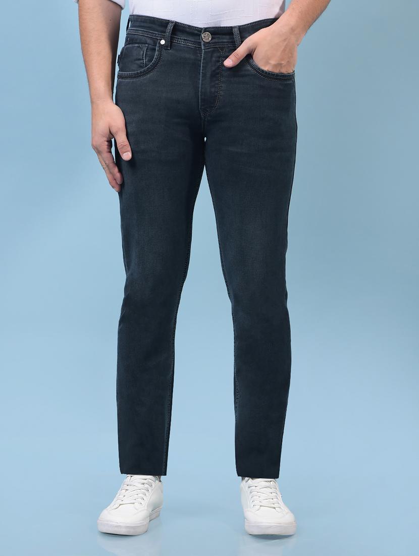 men solid mid rise slim fit jean