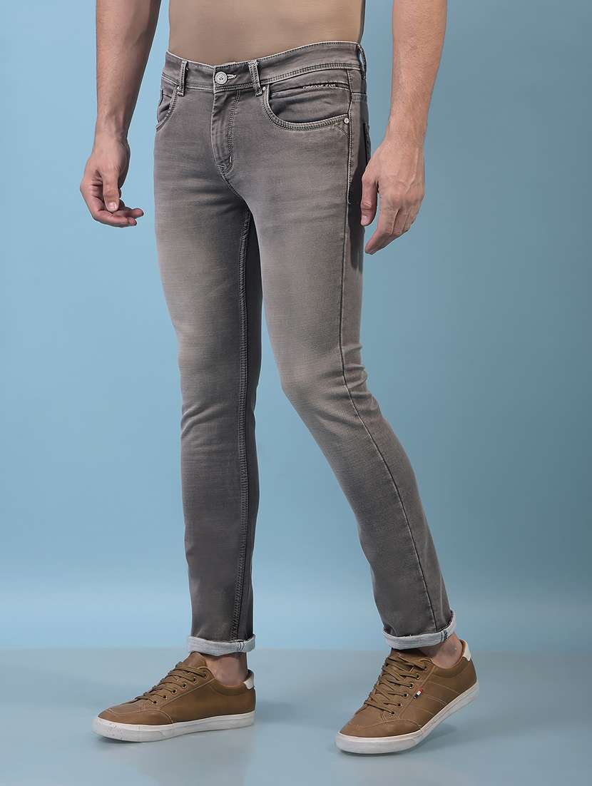 men grey mid rise full length jeans - 21933812 -  Standard Image - 1