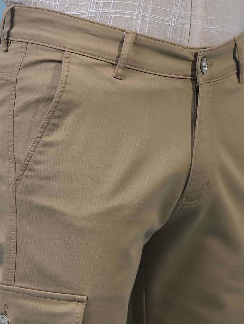 men's beige cotton blend casual cargo pants - 21933814 -  Standard Image - 6