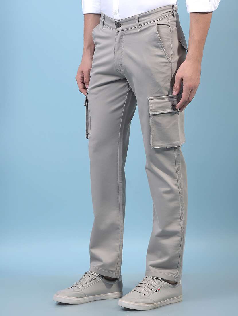 men's solid mid rise casual cargo pant - 21933816 -  Standard Image - 1