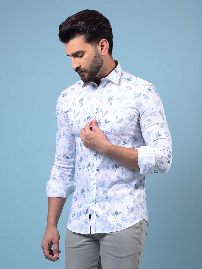 men printed long sleeve slim fit casual shirt - 21933834 -  Standard Image - 1