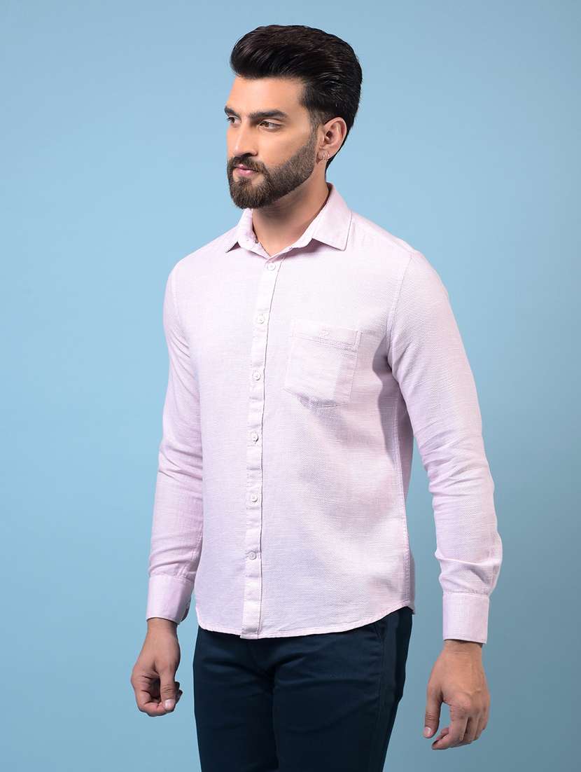 men solid long sleeve slim fit casual shirt - 21933835 - Standard Image - 1