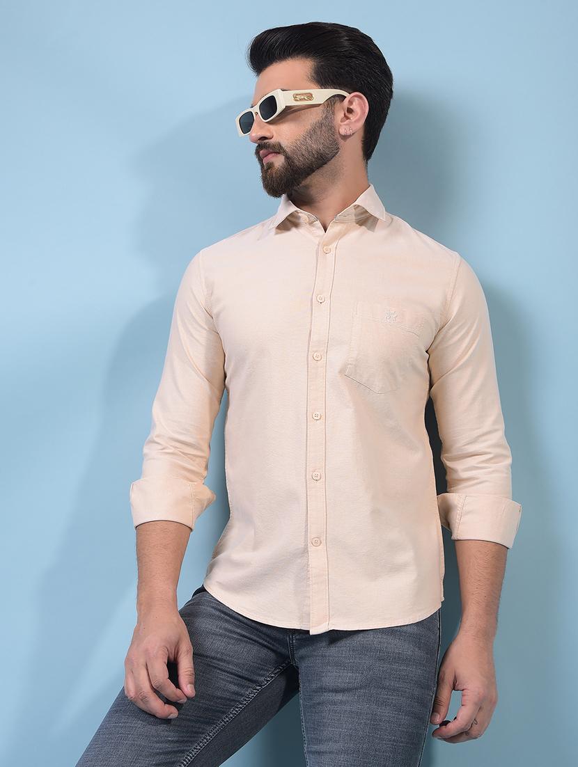 men solid long sleeve slim fit casual shirt