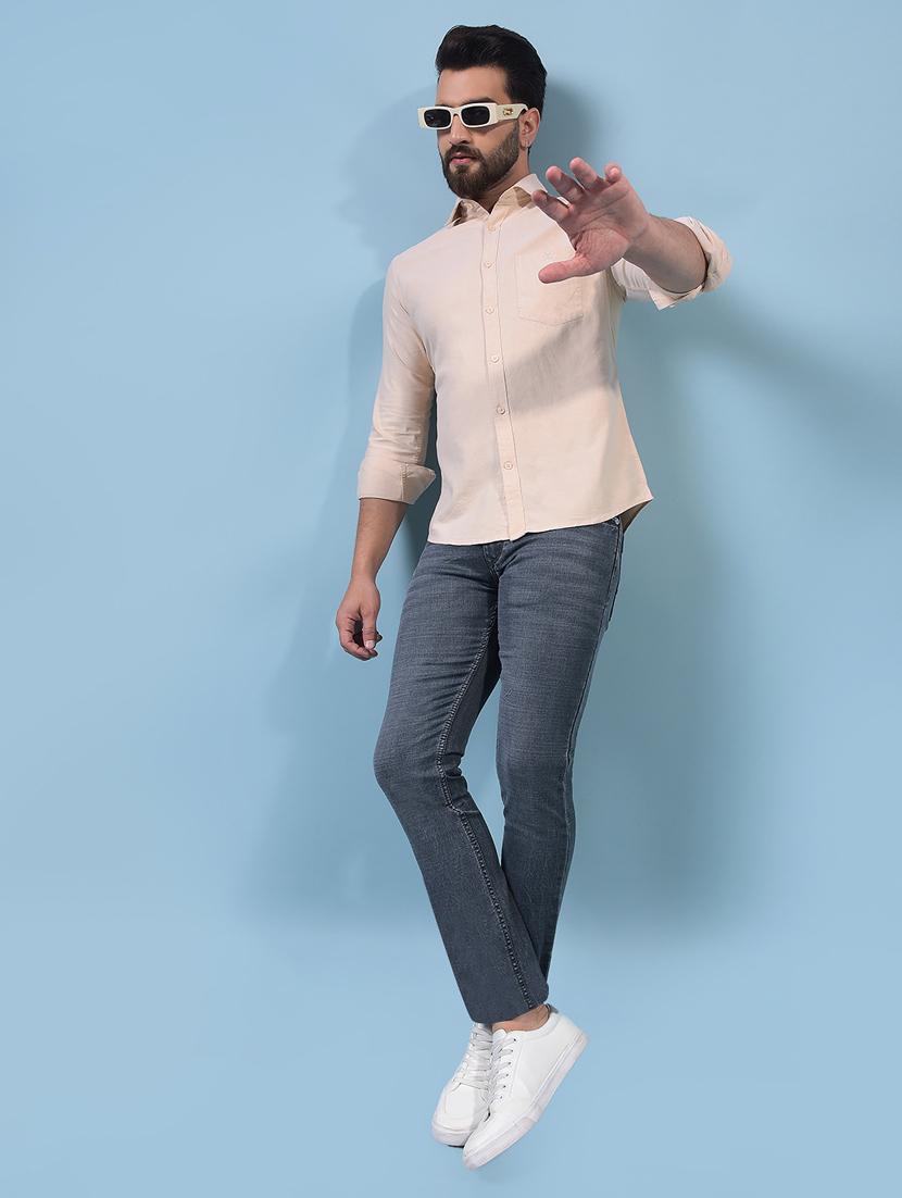 men solid long sleeve slim fit casual shirt - 21933837 - Standard Image - 4