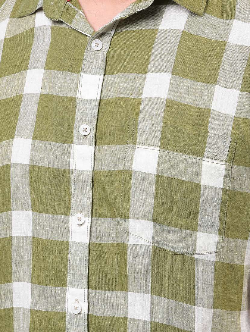 men checkered short sleeve slim fit casual shirt - 21933841 -  Standard Image - 6