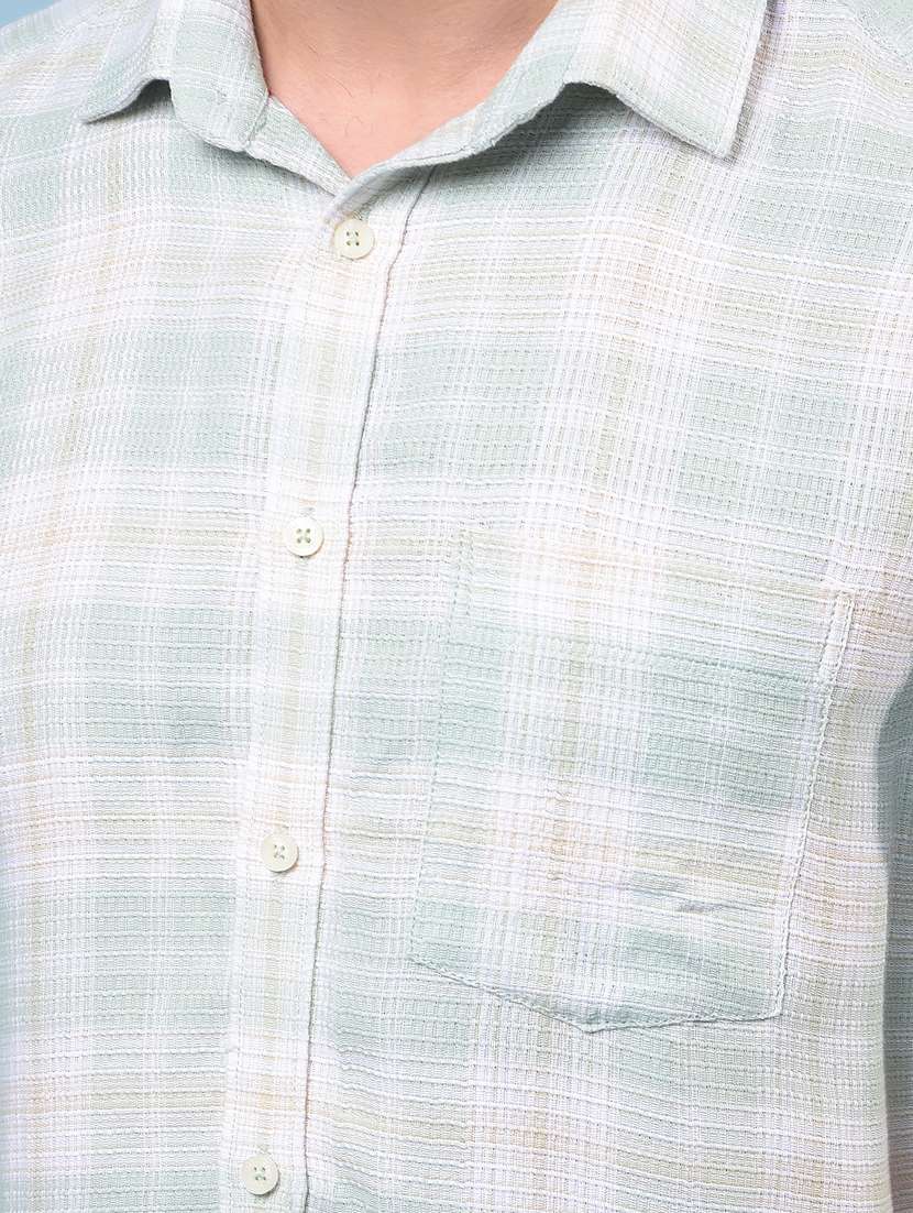 men checkered short sleeve slim fit casual shirt - 21933844 -  Standard Image - 6