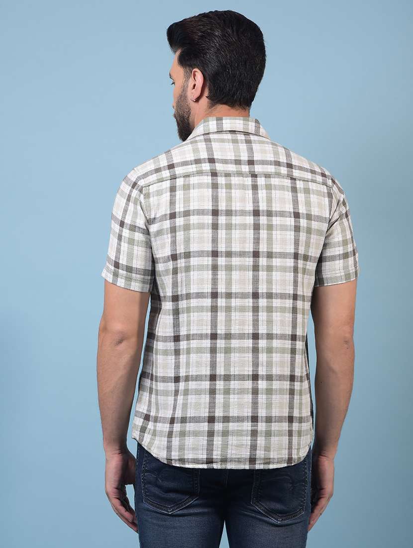 men checkered short sleeve slim fit casual shirt - 21933847 -  Standard Image - 4