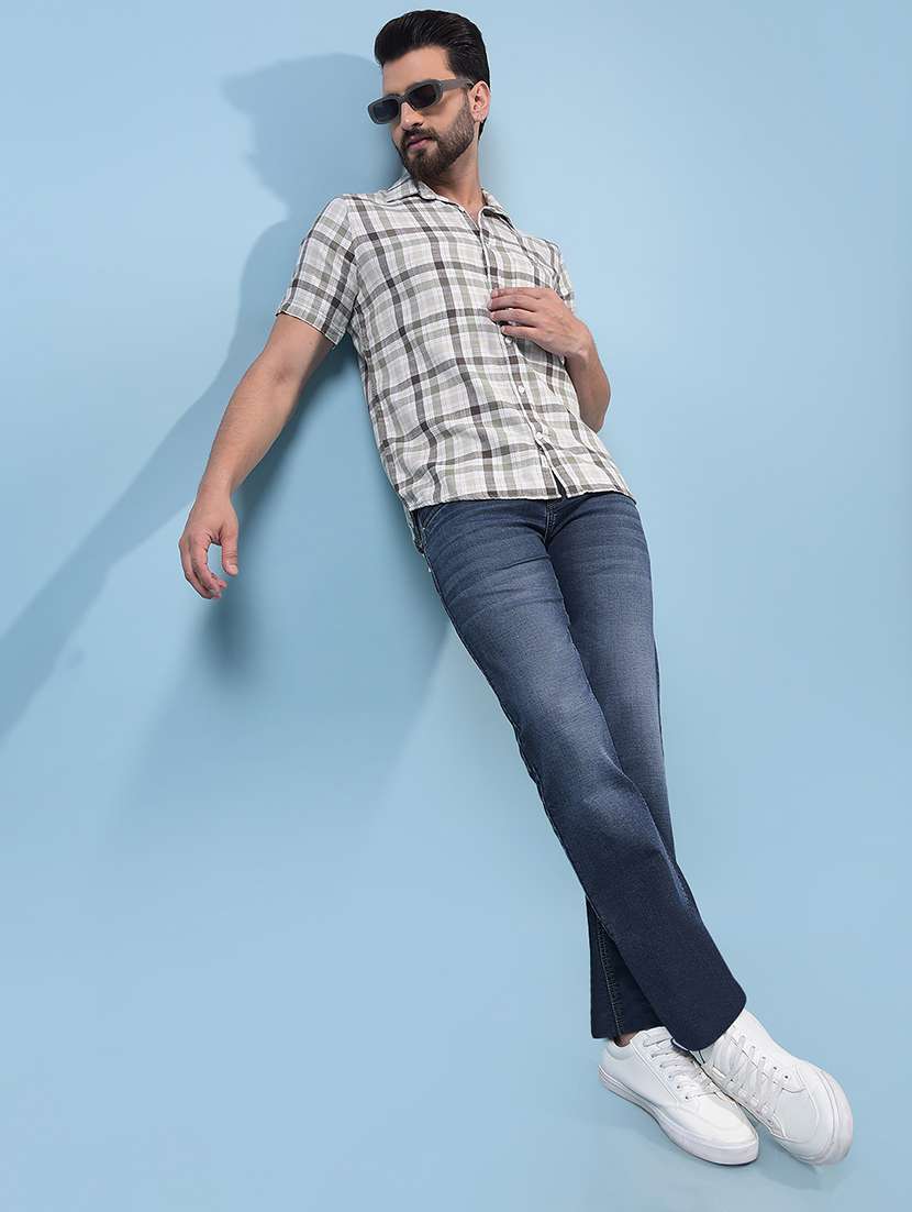 men checkered short sleeve slim fit casual shirt - 21933847 -  Standard Image - 6