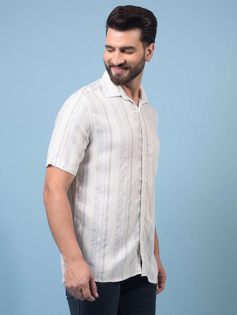 men striped short sleeve regular fit casual shirt - 21933861 -  Standard Image - 1