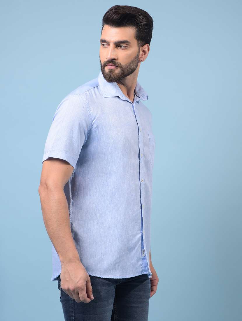 men solid short sleeve slim fit casual shirt - 21933865 -  Standard Image - 1